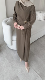 Sare Pileli Elbise - Vizon - Görsel 6