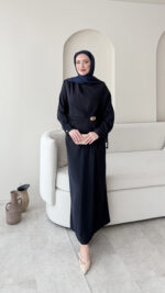 Sare Pileli Elbise - Lacivert - Görsel 4