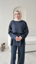 Berli Düğmeli Oyşo Takım - Mavi - Görsel 4