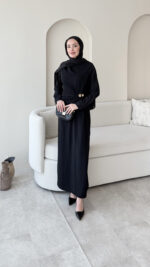 Sare Pileli Elbise - Siyah - Görsel 2