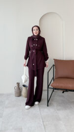 Luvi Düğmeli Oyşo Takım - Bordo - Görsel 3