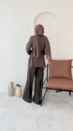 Luvi Düğmeli Oyşo Takım - Koyu Kahve - Görsel 6