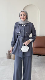 Luvi Düğmeli Oyşo Takım - Antrasit - Görsel 6