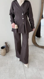 Bovo Taşlı Denim Takım - Kahverengi - Görsel 6