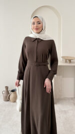 Wenessa Elbise - Acı Kahve - Görsel 5