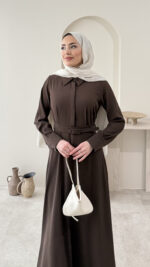 Wenessa Elbise - Acı Kahve - Görsel 6