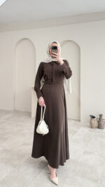 Wenessa Elbise - Acı Kahve - Görsel 7