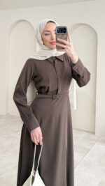 Wenessa Elbise - Acı Kahve - Görsel 8