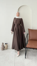 Elvis Bağlamalı Elbise - Koyu Kahve ( Ön sipariş bayram sonrası çıkacaktır  )