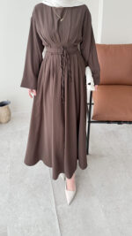 Elvis Bağlamalı Elbise - Koyu Kahve ( Ön sipariş bayram sonrası çıkacaktır  ) - Görsel 5