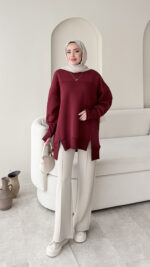 Efin Kesimli Sweat – Bordo - Görsel 4