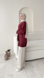 Efin Kesimli Sweat – Bordo - Görsel 5