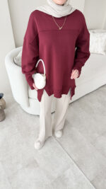 Efin Kesimli Sweat – Bordo - Görsel 7