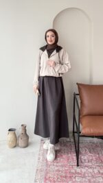 Erbaa Garni Detaylı Elbise&Ceket Takım - Kahve