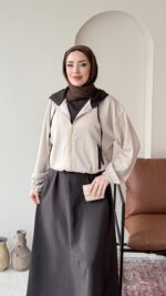 Erbaa Garni Detaylı Elbise&Ceket Takım - Kahve - Görsel 3