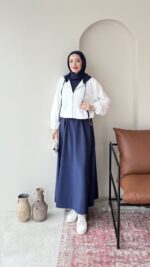 Erbaa Garni Detaylı Elbise&Ceket Takım - Lacivert