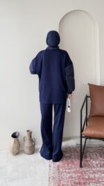 Mesa Garni Detaylı Oyşo Takım - Lacivert - Görsel 3