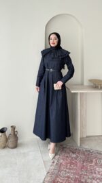 Naze Kot Elbise - Lacivert