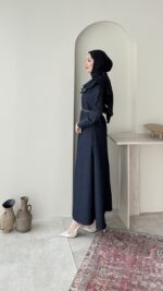 Naze Kot Elbise - Lacivert - Görsel 2