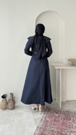 Naze Kot Elbise - Lacivert - Görsel 3