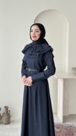 Naze Kot Elbise - Lacivert - Görsel 5