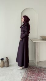 Naze Kot Elbise - Mürdüm - Görsel 2