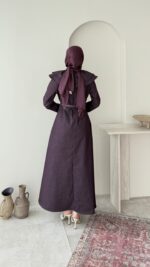 Naze Kot Elbise - Mürdüm - Görsel 3