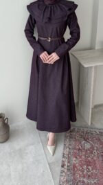 Naze Kot Elbise - Mürdüm - Görsel 6