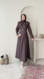 Naze Kot Elbise – Kahve