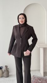 Polya Blazer Takım – Kahve - Görsel 3