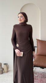 Keyla Candy Elbise – Kahve - Görsel 5