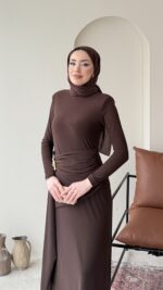 Keyla Candy Elbise – Kahve - Görsel 6