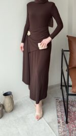 Keyla Candy Elbise – Kahve - Görsel 8