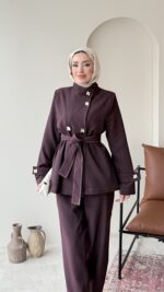 Miri Düğme Detaylı Takım - Mürdüm - Görsel 4