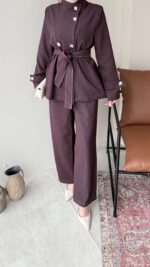 Miri Düğme Detaylı Takım - Mürdüm - Görsel 6