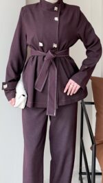 Miri Düğme Detaylı Takım - Mürdüm - Görsel 7