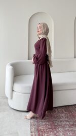 Talya Bağlama Detaylı Elbise – Mürdüm - Görsel 2