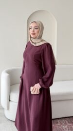 Talya Bağlama Detaylı Elbise – Mürdüm - Görsel 3