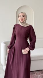 Talya Bağlama Detaylı Elbise – Mürdüm - Görsel 4