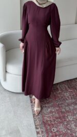 Talya Bağlama Detaylı Elbise – Mürdüm - Görsel 5