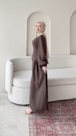 Talya Bağlama Detaylı Elbise – Kahve - Görsel 2