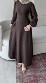 Talya Bağlama Detaylı Elbise – Kahve - Görsel 4