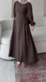 Talya Bağlama Detaylı Elbise – Kahve - Görsel 5