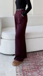 Zes Palazzo Pantalon - Mürdüm - Görsel 2