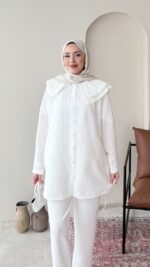 Fisto Detaylı Gömlek - Beyaz