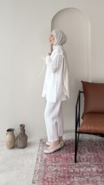 Fisto Detaylı Gömlek - Beyaz - Görsel 4