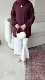 Melly Modal Gömlek - Mürdüm - Görsel 4