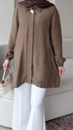 Melly Modal Gömlek - Camel - Görsel 4