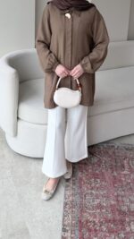 Melly Modal Gömlek - Camel - Görsel 5