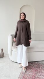 Melly Modal Gömlek - Kahve - Görsel 3